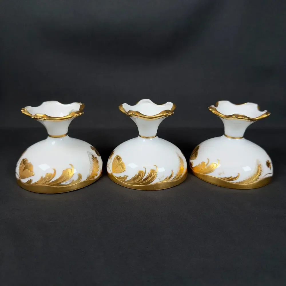 6x T&V Limoges France White Porcelain Compote Footed Bowl SIGNED BOHL gold trim